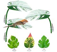 BNOSDM 6 Pcs Reptile Plants for Terrarium Artificial Plants with Suction Cups Amphibian Habitat Decor Leopard Geckos Tank Accessories for Tree Frogs Turtles Lizards Bearded Dragon (White)