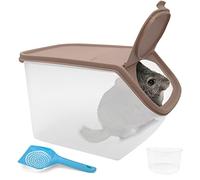BNOSDM Chinchilla Sand Bath Container Chinchilla Dust Bath Tub Transparent Hamster Toilet Shower Room Plastic Hamster Bathroom Kit with Sand Cup&Scoop for Gerbil Hedgehog Squirrel (Coffee)