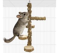 BNOSDM Chinchilla Toys Natural Prickly Ash Wooden Round Perch Stand, Cage Accessories Paw Grinding Climbing Perch for Sugar Glider, Squirrel, Rat, Gerbil, Small Animals