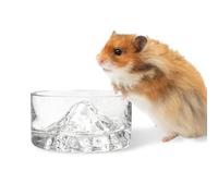 BNOSDM Hamster Food and Water Bowl Mountain Fuji Style Glass Drinking Dwarf Hamster Feeder Anti-Turning Dish for Syrian Hamsters Gerbils Mice Rats or Other Similar-Sized Pets (Transparent)