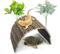 BNOSDM Large Reptile Hide Tortoise Hideout Bearded Dragon Wooden Bridge Snake Climbing Tunnel Habitat Decor for Lizards Spiders Gecko Ball Python