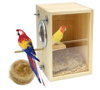 BNOSDM Parakeet Nesting Box Transparent Bird Breeding Nest Boxes Natural Wood Bird Cage House with Coconut Fiber for Small Conure Lovebirds Finch Parrot Canary Mating
