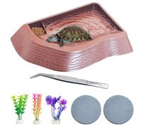 BNOSDM Turtle Bathing Pool Deep 6PCS Tortoise Food Water Bowl with Ramp Leaf Reptile Bath Tub Soaking Dish for Box Turtle Red Footed Tortoise Bearded Dragon Frog Lizard Skink Sulcata (Small)