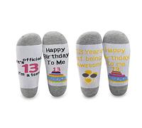 BNQL 13th Birthday Gifts 13th Birthday Socks Sets 13 Years Old Girl Gifts Officially Thirteen Birthday Gifts Crew Socks (13 birthday socks)