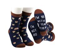 BNQL 80th Birthday Gifts for Women Men 80th Birthday Sock Funny 80th Birthday Gift I'm not 80 I'm 18 with 62 Year Experience (Cotton, 1 Pair 80th Socks)