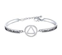 BNQL Alcoholics Anonymous Bracelet AA Sobriety Gifts Sobriety Recovery Bracelet Sober Gifts for Women (SILVER)