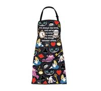BNQL Alice Apron - Alice in Wonderland Apron - Multicolour - Unisex - Sleeveless - Waterproof Composite - Tie Strap - L - 2 Pockets for Cooking Lovers