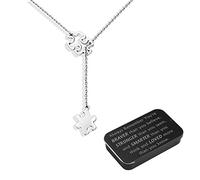 BNQL Autism Awareness Necklace Autism Puzzle Necklace Autism Gift Jewelry with You Are Braver Stronger Smarter Than You Think Jewelry Box