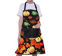 BNQL Autumn Pumpkin Fox Maple Leaf Cooking Kitchen Aprons for Women Men Chef BBQ Baking Grilling Gardening Apron with Pocket (Pumpkin APRON)