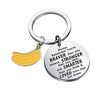BNQL Banana Keychain Banana Lover Gifts Banana Themed Gifts Fruit Keychain Inspirational Gifts You Are Braver Stronger Smarter Loved Than You Think (silver)