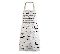 BNQL Bat Apron with Pockets Spooky Gift By the Pricking of My Thumbs Something This Way Comes Halloween Kitchen Apron