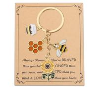 BNQL Bee Keychain Bee Gifts Cute Bee Accessories Honey Bee Honeycomb Sunflower Keyring for Bag Purse Wallet Backpack