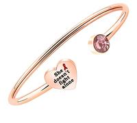 BNQL Breast Cancer Awareness Bracelet Cancer Awareness Jewelry Pink Ribbon Bracelet She Doesn’t Fight Alone (RG)