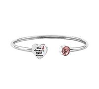 BNQL Breast Cancer Awareness Bracelet Cancer Awareness Jewelry Pink Ribbon Bracelet She Doesn’t Fight Alone (SILVER)
