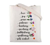 BNQL Christian Gifts Bible Verse Tote Bag Religious Gifts Christian Canvas Tote Bag Love Joy Peace Floral Inspiration Gifts (Love Joy Peace tote)