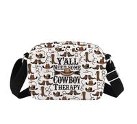 BNQL Cowboy Crossbody Bag Country Western Gifts Western Cowgirl Boots Hats Gifts Y'All Need Some Cowboy Therapy Shoulder Bag