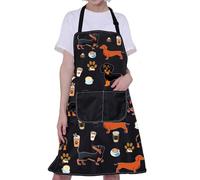 BNQL Cute Dachshund Apron Dachshund Kitchen Cooking Apron With Pockets Dachshund Lovers Gifts Dachshund Dog Grooming Apron (Dachshund Apron)