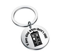 BNQL Doctor TV Show Inspired Gifts For Movie Fans It Goes Ding When There's Stuff Police Box Keychain Police Box Charm Keychain