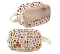 BNQL Fall Christian Gifts Cosmetic Bag I Will Praise Him In Every Season Christian Faith Gift Thanksgiving Makeup Bag Gifts