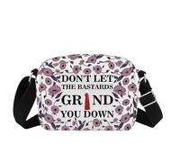 BNQL Feminist Crossbody Bag Feminist Gifts for Women Powerful Woman Gift Don't Let The Bastards Grind You Down Feminism Gift