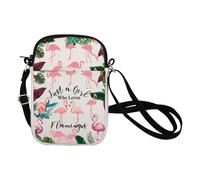 BNQL Flamingo Crossbody Bag Flamingo Gifts for Flamingo Lovers Just a Girls Who Loves Flamingos Cell Phone Purse Canvas Bag