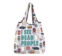 BNQL Funeral Director Foldable Shopping Bag Funeral Director Gifts Dark Humor Gift I See Dead People Mortuary Reusable Grocery Bag