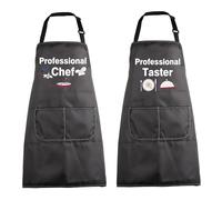 BNQL Funny Cooking Aprons for Couples Him and Her Gifts Professional Chef and Taster Couple Chef Matching Apron with Pockets (Professional Chef+Taster apron)