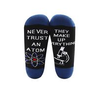 BNQL Funny Science Socks Science Lover Gifts 2 Pairs Never Trust An Atom Socks Chemistry Science Gifts (socks)