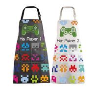BNQL Gamer Couples Aprons His Player 1 Her Player 2 Couples Matching Aprons Game Lover Gifts for His and Her Cooking Apron