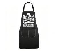BNQL Granddad Apron Grandpa Gifts Granddad Knows Everything Grandpa Baking BBQ Grill Grilling Cooking Apron with Pockets for Man