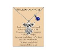 BNQL Guardian Angel Birthstone Necklace 12 Months Birthstone Pendants Angel Necklace Birthstone Jewelry for Women Girls (Sept.)