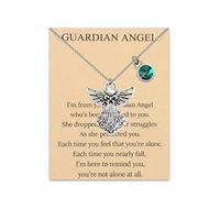 BNQL Guardian Angel Birthstone Necklace 12 Months Birthstone Pendants Angel Necklace Birthstone Jewelry for Women Girls (May)