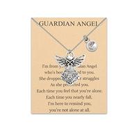 BNQL Guardian Angel Birthstone Necklace 12 Months Birthstone Pendants Angel Necklace Birthstone Jewelry for Women Girls (Apr.)
