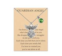 BNQL Guardian Angel Birthstone Necklace 12 Months Birthstone Pendants Angel Necklace Birthstone Jewelry for Women Girls (Aug.)