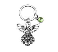 BNQL Guardian Angel Keychain with Birthstone Memorial Key Chain Personalised Gift, L, Metal