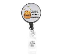 BNQL Hunny Badge Reel I've Got My Mind On My Hunny and My Hunny Bear Bee Badge Holder Gift for Doctors Nurses OB RN EN NICU