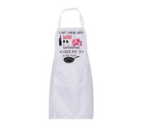 BNQL I Love Cooking with Wine Apron Cooking Gift Wine Cooking Apron with Pockets Sometimes I Even Put It In The Food Funny Apron