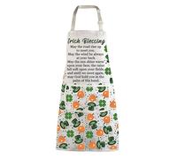 BNQL Irish Blessing Cooking Kitchen Apron Irish Blessing Gifts for Women Men Irish Prayer Chef Baking Garden BBQ Apron with Pocket (Irish Blessing apron wh)
