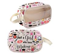 BNQL Makeup Artist Gifts Cosmetic Bag Esthetician Gift Just A Girl Who Loves Makeup Cosmetologist Travel Cosmetic Pouch Bag