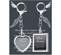 BNQL Memorial Frame Keychain Sympathy Gifts for Loss of Loved One Remembrance Gift Picture Holder Keychain Angel Wings Charm Gifts (photo frame keychain)