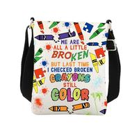BNQL Mental Health Crossbody Bag Broken Crayons Still Color Teacher Crossbody Bag Mental Health Awareness Gifts Positive Sling Bag