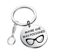 BNQL Movie Keychain Movie Inspired Gifts Murder Mystery Gifts Key chain Maybe She Was Poisoned Magnifying Glass Keychain