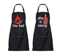 BNQL Mr And Mrs Apron Set Matching Couples Aprons Set I'm Hot She Is Saucy Apron His And Hers Gifts Bbq Cooking Wedding Aprons