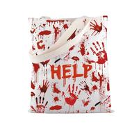 BNQL Mystery Movie Gifts Scary Movie Tote Bag for Horror Movie Lover Gifts Bloody Handprint Shopping Bag for Halloween Party