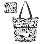 BNQL Panda Foldable Shopping Bag Panda Animal Lover Gifts Never Give Up On Dreams Keep On Sleeping Pandas Reusable Grocery Bags
