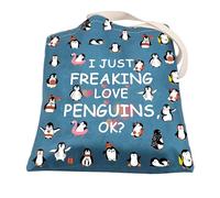BNQL Penguin Tote Bag Funny Penguin Gifts for Penguin Lovers I Just Freaking Love Penguins Books Tote Bag Penguin Birthday Gifts (Penguin Tote Bag)