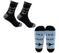 BNQL Pilot Gifts Trust Me I'm a Pilot Socks Aviation Gifts Left Rudder Right Rudder Socks Aviation Themed Gifts (2 Pairs Pilot socks)