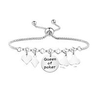 BNQL Playing Cards Bracelet Playing Cards Gift for Poker Lovers Casino Gifts Gambling Bracelet Gambler Gifts Queen Poker Gifts