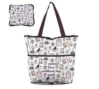 BNQL Romance Foldable Shopping Bag Book Lover Gifts I Cannot Live Without My Soul Inspired Gift Literature Reusable Grocery Bag