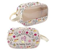 BNQL Sewing Gifts Makeup Bag Quilting Lover Gifts for Quilters Seamstress Gift Easily Distracted By Sewing Stuff Cosmetic Pouch